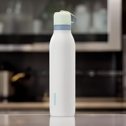 Bouteille d'eau isotherme en acier inoxydable Owala FreeSip Twist avec paille, pour le sport et les voyages, sans BPA, 530 ml, menthe/blanc (Brise glacée)