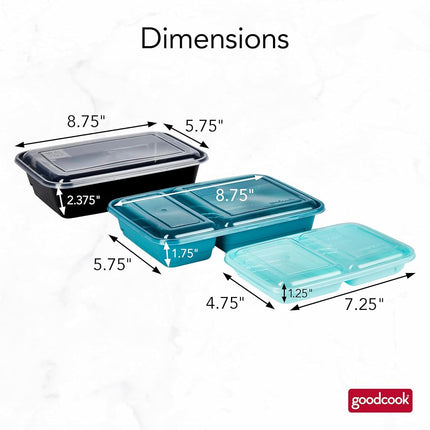 Good Cook BPA-Free Plastic Reusable Meal and Snack Prep Containers, Multiple Sizes (30 Sets), Assorted