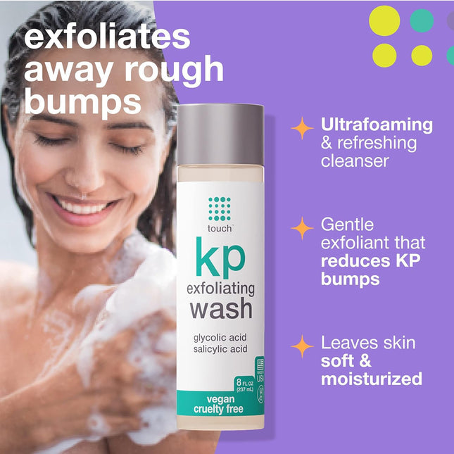 TOUCH Keratosis Pilaris Exfoliating Body Wash Cleanser � KP Body Wash with 15% Glycolic Acid, Aloe Vera, & Hyaluronic Acid � 8 Ounce