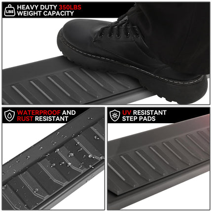 DNA MOTORING 6" Side Step Flat Running Boards Stainless Steel Compatible with 22-23 Ford F-150 Super Crew Cab, Black, STEPB-ZTL-8321-BK