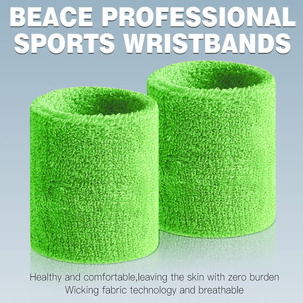 BEACE Sweatbands Sports Wristband for Men & Women - Moisture Wicking Athletic Cotton Terry Cloth Sweatband for Tennis, Basketball, Running, Gym, Working Out