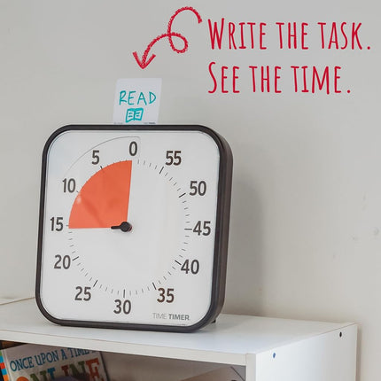 TIME Timer Original Large 30 x 30 cm - 60 Minute Visual Analogue Timer Clock - Optional Acoustic Alarm (Volume Control), No Loud Ticking, Time Management Device (Black)
