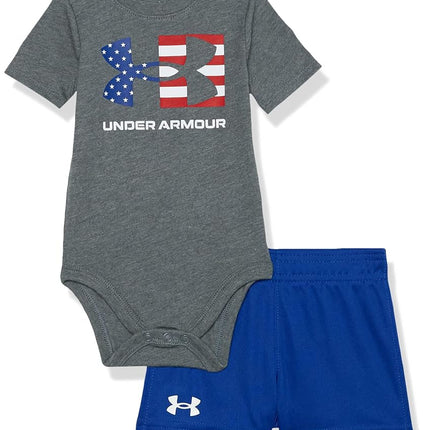Under Armour boys Outdoor Set, Cohesive Pants & Top, Pitch Gray Icon Flag, 7