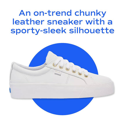 Keds Women's Jump Kick Duo Leather Sneaker, White/Gold, 11 M US