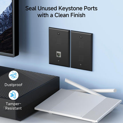 Cable Matters - Paquete de 20 inserciones Keystone ciegas en negro, inserciones ciegas para placas de pared/paneles de conexión Keystone