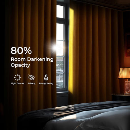 HPD Half Price Drapes Faux Linen Textured Room Darkening Curtains for Bedroom 84 Inches Long (1 Panel), 50W X 84L Curtains for Living Room Home Decor, Dandelion Gold