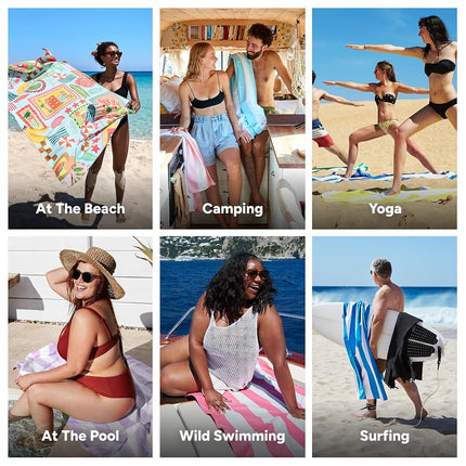 Dock & Bay Beach Towel - Quick Dry, Sand Free - Compact, Lightweight - 100% Recycled - Includes Bag - Wish You were Here - Extra Large (200x90cm, 78x35)