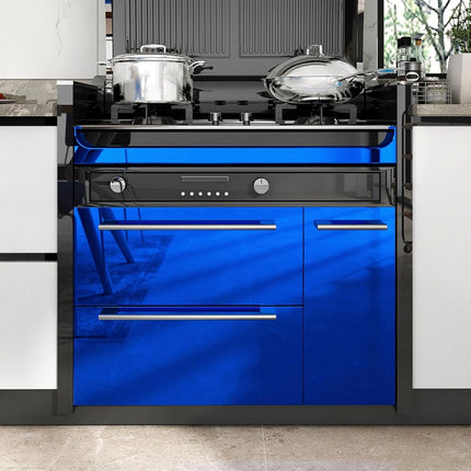 WESTICK Blue Mirror Stickers Self Adhesive Mirror Wallpaper Peel and Stick Wall Sticker Mirrored Contact Paper for Appliance Refrigerators DIY Crafts Kitchen Cabinets Countertops Bedroom 15.8" x 80"