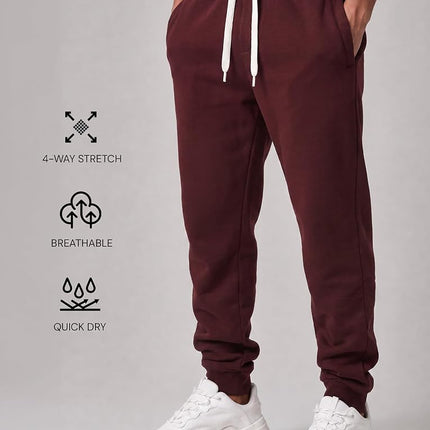 Southpole Men's 1570 Basic Active Fleece Jogger Sweatpants, Burgundy, Large
