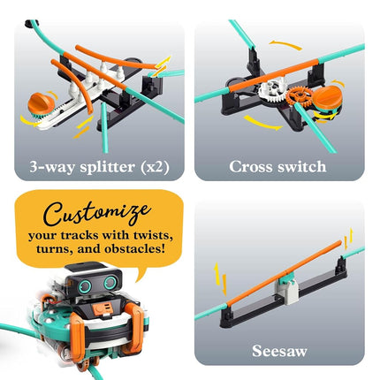 Thames & Kosmos RoboRails STEM Kit, Construct a Reconfigurable Robot Monorail System with Splitters, Cross Switch, Seesaw Mechanism, Modern-Day Model Train Set, Explore Physics & Gyroscopic Forces