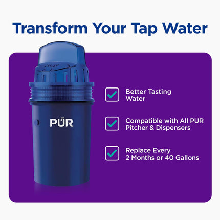 PUR Water Pitcher Replacement Filter (Pack of 2), Blue – Compatible with All PUR Pitcher and Dispenser Filtration Systems, PPF900Z