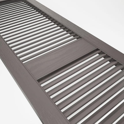 12"W x 64"H Mid-America Vinyl, Standard Size Cathedral Top Center Mullion, Open Louver Shutter, w/Installation Shutter-Lok's & Matching Screws (Per Pair), 010 - Musket Brown