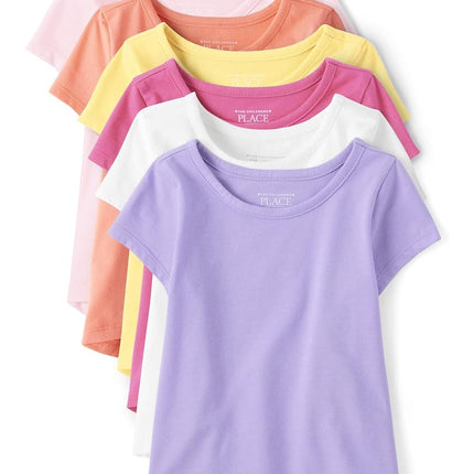 The Children's Place Baby Toddler Girls Basic Layering Tee 6 Pack, Lt Pink/Orange/Yellow/Pink/White/Purple, 2T