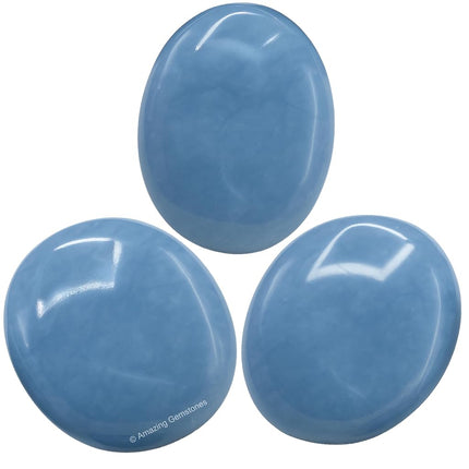 Amazing Gemstone Angelite Celestite Crystals and Healing Stones - Large Palm Stone Crystals Piedra - Crystal for Good Luck, Positive Energy, Meditation - Unique Stocking Stuffers Gifts for Women