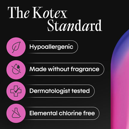 Kotex Absorbent Flat Liners, Light Absorbency, Extra Coverage, 104 Count (Packaging May Vary)