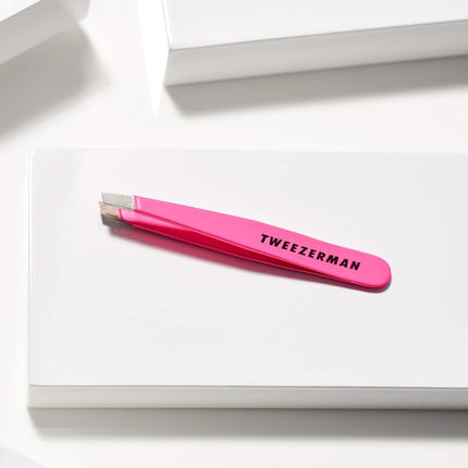 Tweezerman Mini Slant Stainless Steel Tweezer, Flamingo