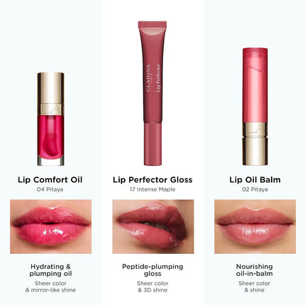Clarins Lip Perfector | Peptide Plumping and Hydrating Lip Gloss | Instant Shine With Sheer, Shimmer Finish | Non-Sticky Texture with Vanilla Scent | 12 ml
