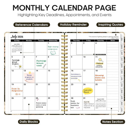 Planner 2026-2027, Academic Year Monthly and Weekly Calendar Planner, Jul 2026 - Jun 2027, Hardcover Teacher Student Planning Agenda book with Tabs, Perfect for School Office Supplies, 8.5" x 11