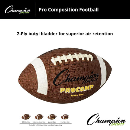 Champion Sports CF300 Pro Comp Football, Junior, Brown