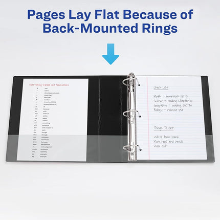 Avery Heavy Duty View 3 Ring Binder, 2" One Touch Slant Ring, Holds 8.5" x 11" Paper, 4 Black Binders (79872)
