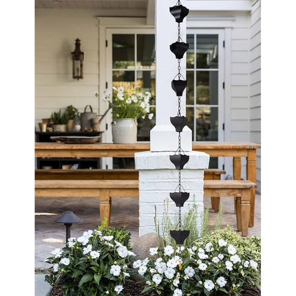 Rifachua 8.5ft Black Rain Chain for Gutters Downspouts Outside