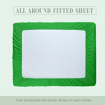 Elegant Comfort 1500 Premium Hotel Quality 18-24 Inches Deep - Extra Deep Pocket Single Fitted Sheet for High Mattress, Luxury and Softest, Smart Pocket - Wrinkle Free, Queen, Emerald Green