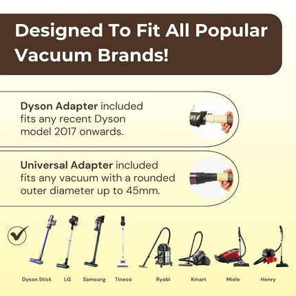 Groomi Vacuum Pet Brush Kit – 3-in-1 Dog & Cat Grooming Tool with Self-Cleaning Deshedding Brush – Universal Vacuum Attachment, Pet Hair Remover for Shedding, All Coat Types, Works with Dyson