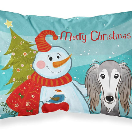 Caroline's Treasures BB1849PILLOWCASE Snowman with Saluki Fabric Standard Pillowcase, Large, Multicolor