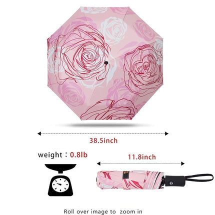 SY COMPACT Travel Umbrella - Windproof Automatic Compact Umbrellas for Rain, pink rose, 38 inches, Compact