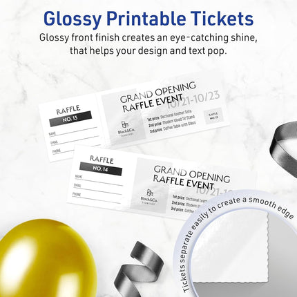 Avery Printable Rectangle Tickets, 1-3/4" x 5-1/2", Glossy White Cardstock, Laser/Inkjet Printable, 500 Total
