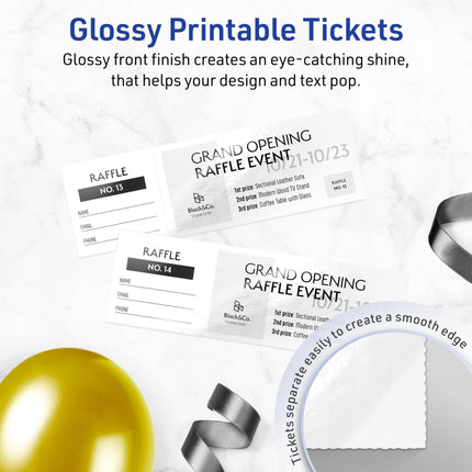Avery Printable Rectangle Tickets, 1-3/4" x 5-1/2", Glossy White Cardstock, Laser/Inkjet Printable, 500 Total