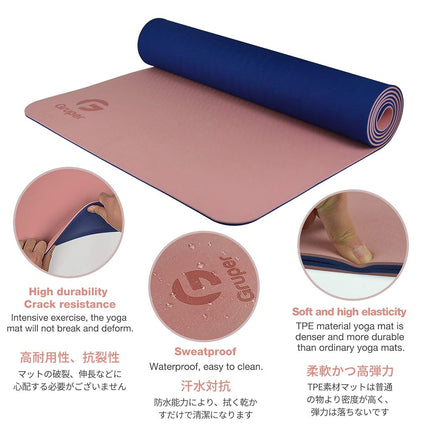 Esterilla de Yoga Antideslizante, Colchoneta de Ejercicios Ecológica con Correa de Transporte, Esterillas de Yoga Profesionales para Mujeres, Colchonetas de Entrenamiento para el Hogar, Pilates y Ejercicios de Suelo (Morado/Verde Azulado, Grosor-8mm)