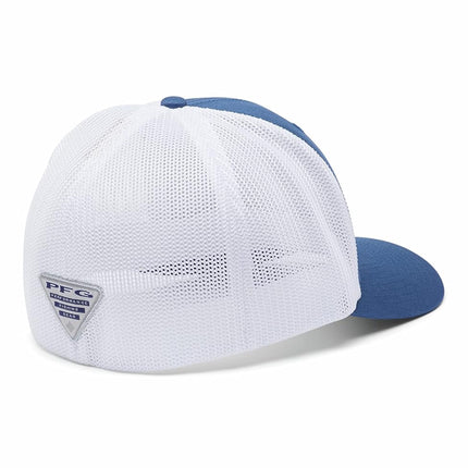 Columbia Men's PFG Fish Flag Mesh Ball Cap-High, Night Tide/White, Large-X-Large
