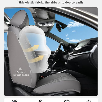 Huidasource Leather Seat Covers Full Set, Waterproof Truck Seat Cover for Sedan SUV Pickup Truck, Universal Fit for BMW for Buick for Subaru for Lexus for Volvo(Full Set/Gray)