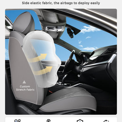 Huidasource Leather Seat Covers Full Set, Waterproof Truck Seat Cover for Sedan SUV Pickup Truck, Universal Fit for BMW for Buick for Subaru for Lexus for Volvo(Full Set/Gray)