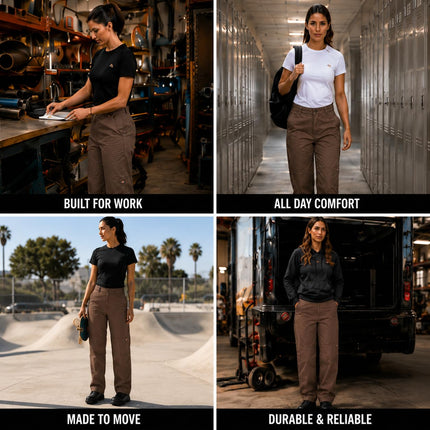 Dickies Women's Double Knee Work Pant, Brown, 29