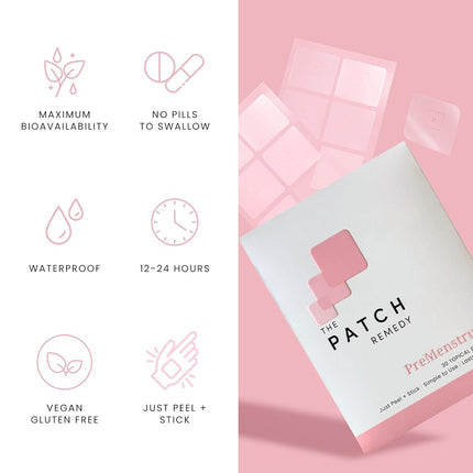 The Patch Remedy Pre Menstrual Patch | Chasteberry, Magnesium, Evening Primrose, Dong Quai, B6 & Vitamin E | 30 Patches