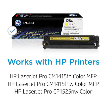 HP CE322A 128A Original LaserJet Toner Cartridge, Yellow, Single Pack