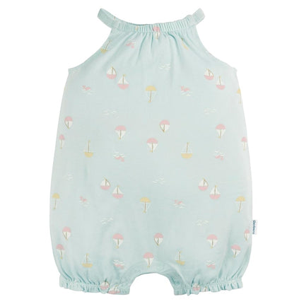 Gerber Baby Girls Sleeveless and Short Sleeve Romper Set, Sailboats, 12 Months