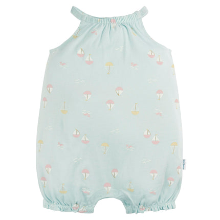 Gerber Baby Girls Sleeveless and Short Sleeve Romper Set, Sailboats, 12 Months
