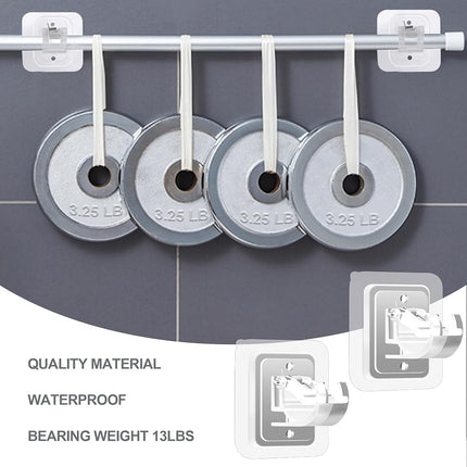 10PCS Curtain Rods No Drilling,NONO Bracket No Drill Curtain Rod Brackets Self Adhesive Curtain Rod Holders Nail Free Adjustable Curtain Rod Hooks Curtain Hangers for Bathroom Kitchen Bathroom Hotel