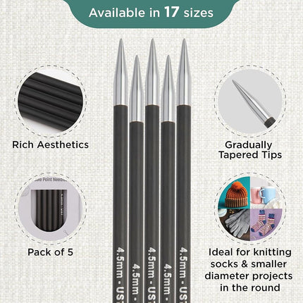 KnitPro Karbonz Double Pointed Needles 8" (20cm) | 4.50 mm