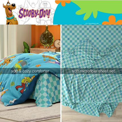 Franco Comforter and Sheet Set, Microfiber, Scooby Doo, 5 Piece Twin Size