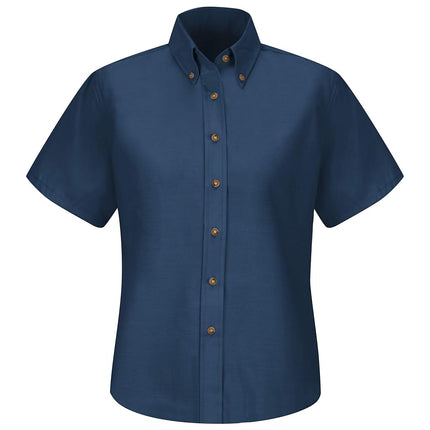 Red Kap Camisa de vestir de popelina de manga corta para hombre, estándar, azul marino, 6