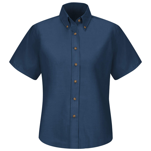 Red Kap Men's Standard Short Sleeve Poplin Dress Shirt, Navy, 22