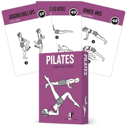 62 Pilates Cards for Men/Women: Home, Gym or Studio - 50 Exercises, 12 Stretches, 6 Training Exercises for Beginner to Advanced - Waterproof