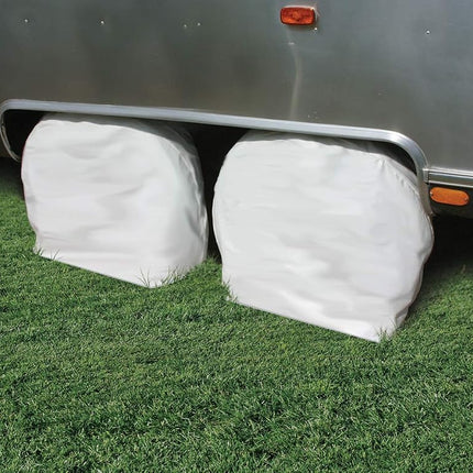 Camco 45321 Vinyl Wheel & Tire Protector, 2 Pack (24 inches-26 inches, White)