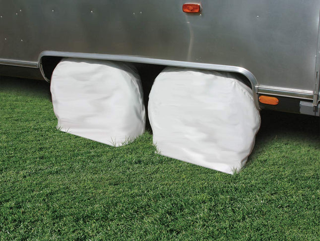 Camco 45324 Protector de Vinilo para Rueda y Neumático, paquete de 2 (33 a 35 pulgadas, blanco)