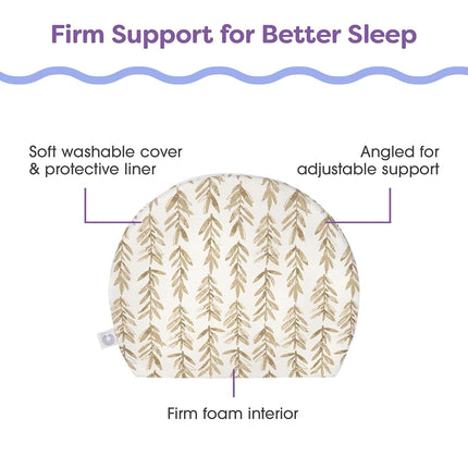 Boppy Pregnancy Wedge Pillow with Removable Jersey Pillow Cover, Taupe Grassland, Firm, Compact Support, Prenatal and Postnatal Positioning