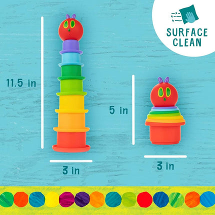 Kids Preferred World of Eric Carle The Very Hungry Caterpillar Bath Time Stacking Cup Set with Caterpillar Head Squirty Perfect for Water Play Ages 18 Months and Up